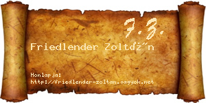 Friedlender Zoltán névjegykártya